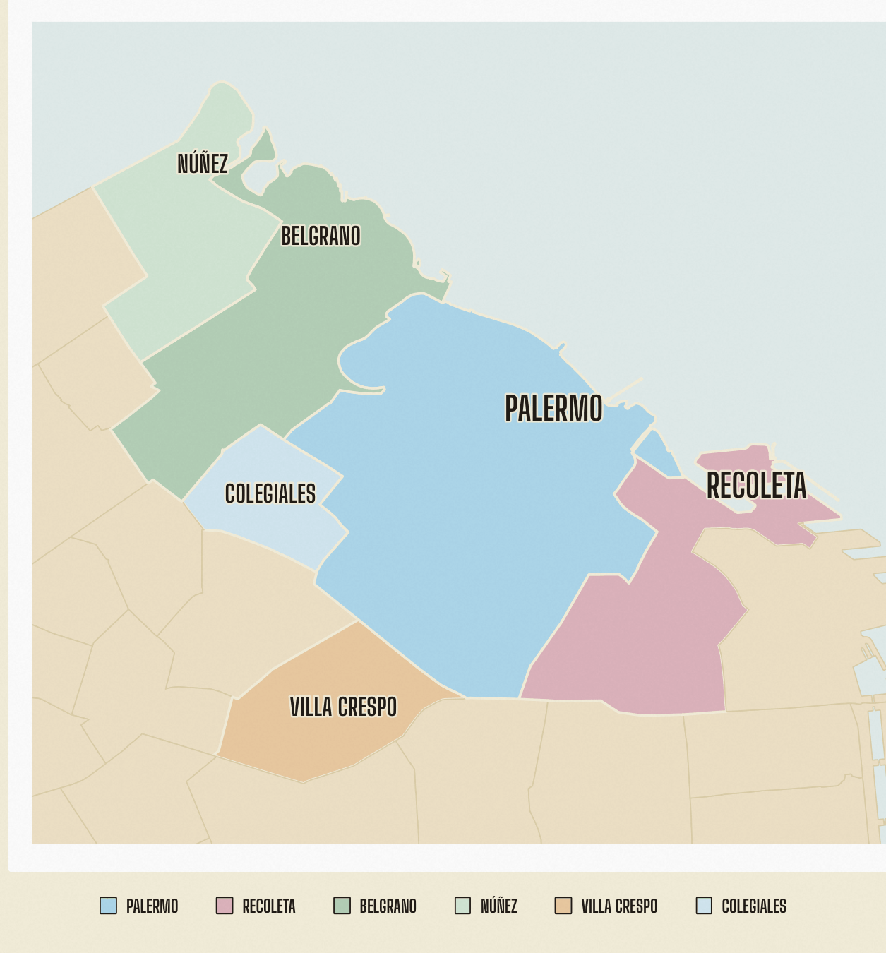 Mapa de los seis barrios